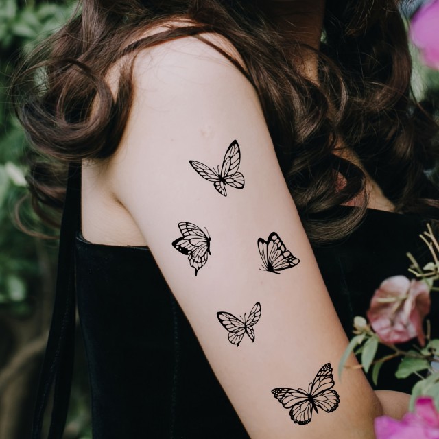 163 tattoo nalepk z vzorcem črnega metulja