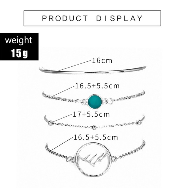 4 delni komplet zapestnic v srebrni barvi