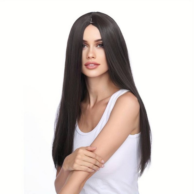 Dolga temno rjava lasulja z ravnimi lasmi