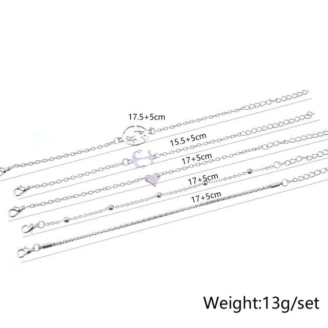 5-delni komplet zapestnic,sidro in srce