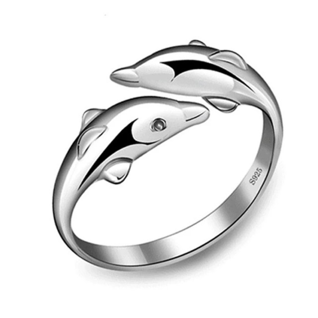 Prstan delfin 925 srebrni nastavljiv 