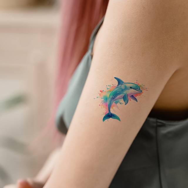 Komplet 12 začasnih tattoo nalepk delfini