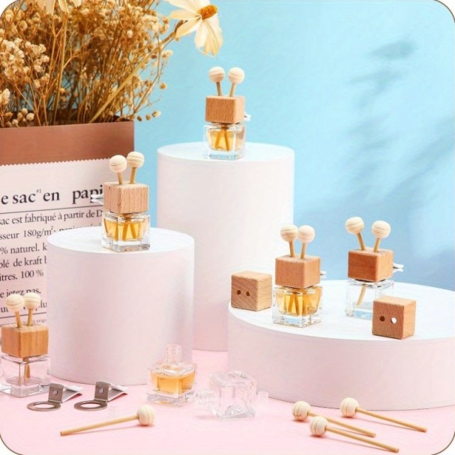 Steklenička z lesenim pokrovom in difuzor palčkami – 8 ml