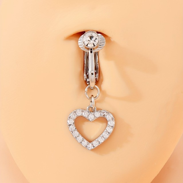 Fake piercing za popek v obliki srca 