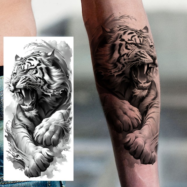 Moška začasna tattoo nalepka z divjim tigrom