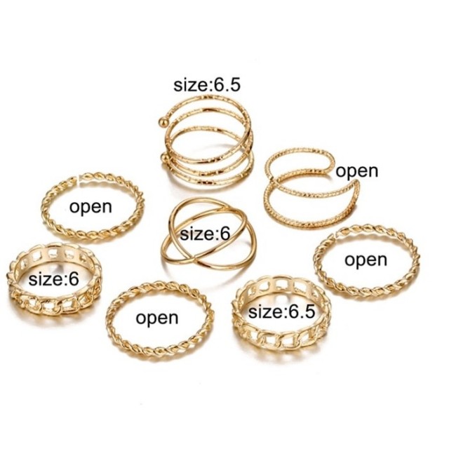 9 delni set prstanov v srebrni barvi 9462