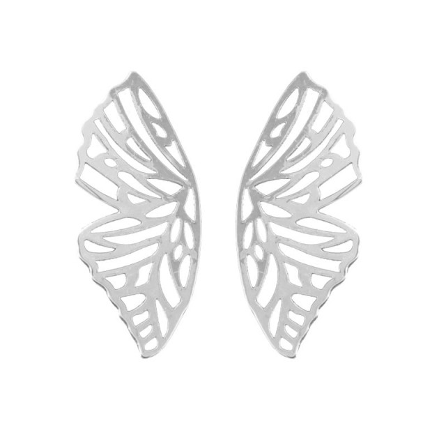 Uhani modni metuljček, srebrne barve