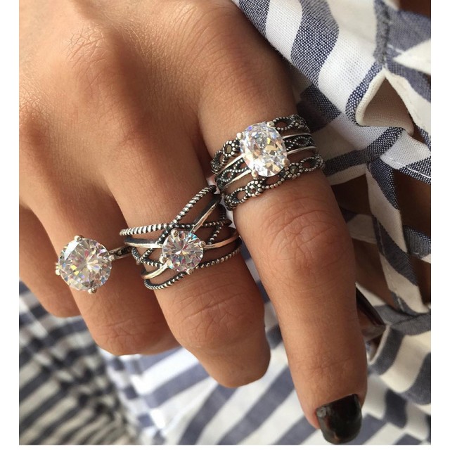 Komplet 3 srebrnih prstanov