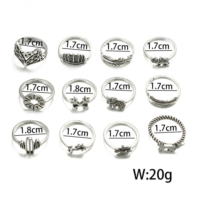 12-delni srebrni set prstančkov