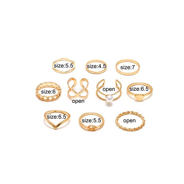 10 delni set prstanov v zlati ali srebrni barvi 9910