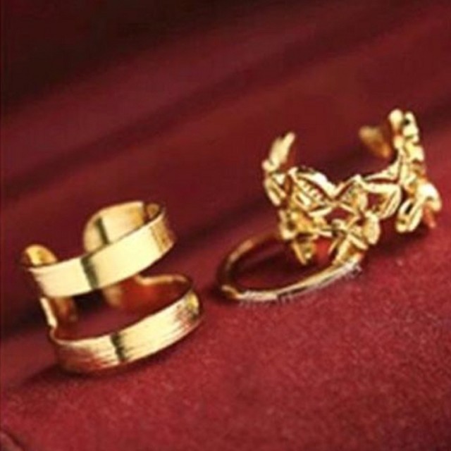 3-delni set prstanov v zlati barvi