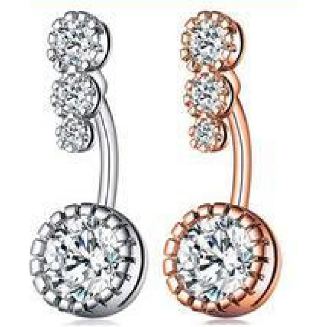 Piercing za popek, srebrn ali rose 