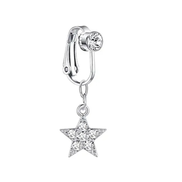 Fake piercing za popek zvezdica srebrna