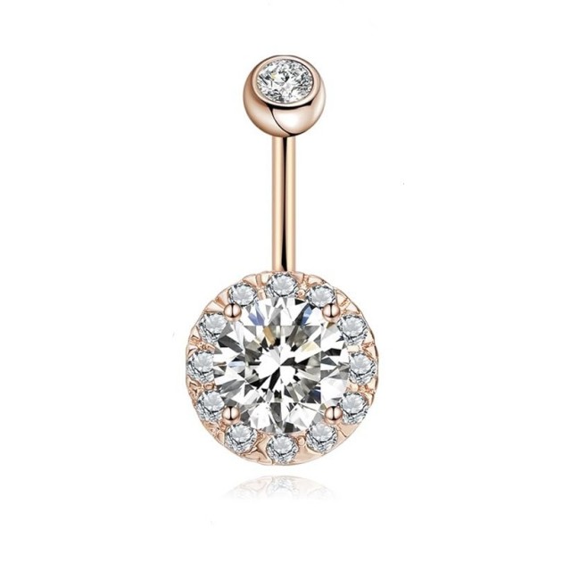 Preprost piercing za popek rose barve 