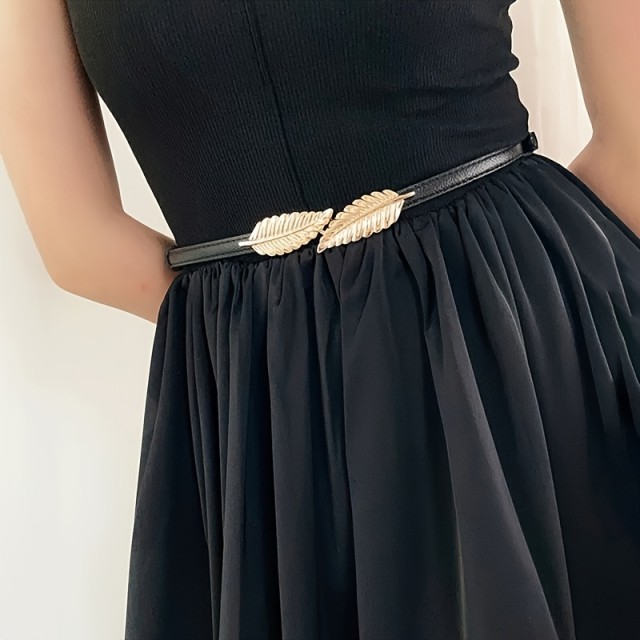 Ženski nastavljiv pas z listnimi okraski