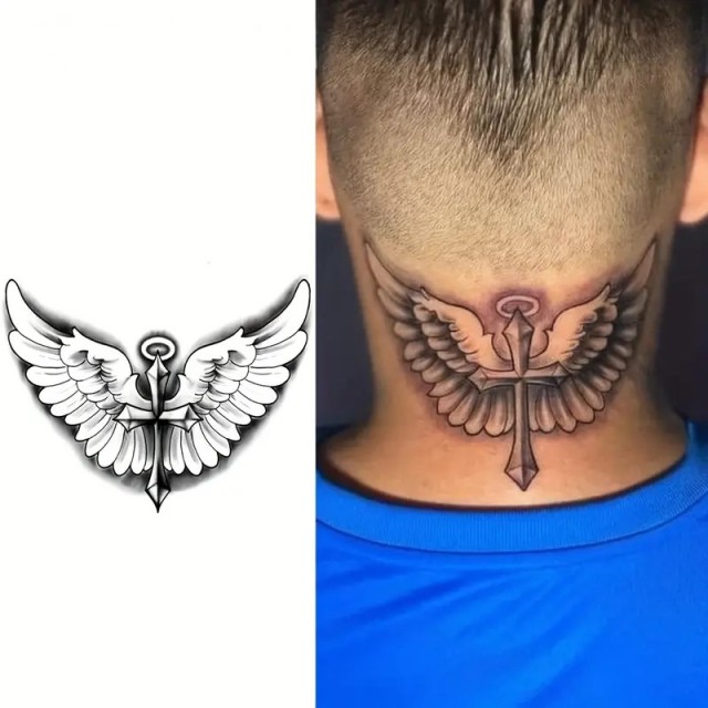 Moška tattoo nalepka z angelskimi krili 