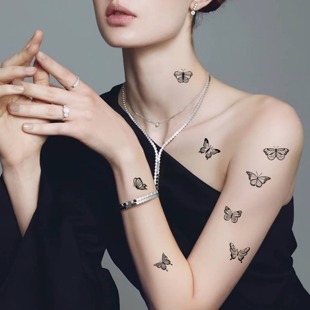 Komplet 30 vodoodpornih tattoo nalepk z metulji