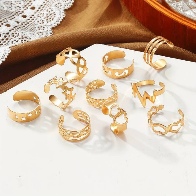 10 delni set prstanov za nogo srebrni ali zlati 