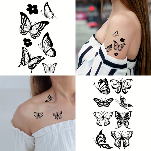 163 tattoo nalepk z vzorcem črnega metulja
