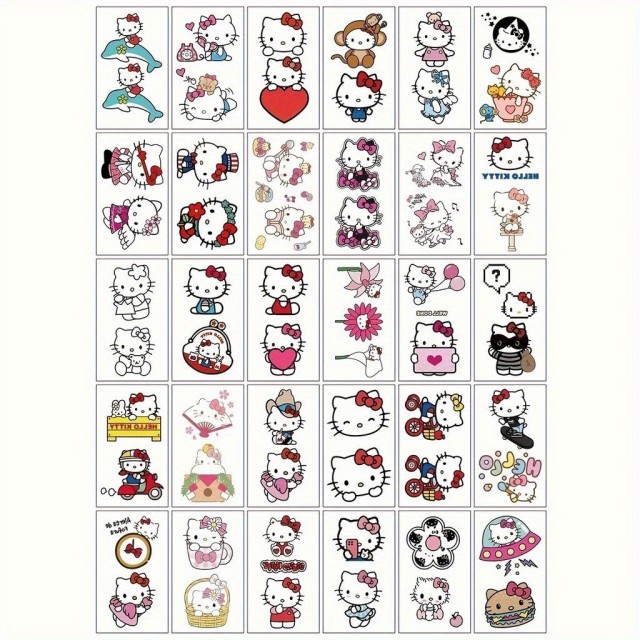Komplet 30 voodpornih tatu nalepk Kitty