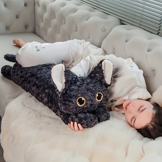 XXL plišasta igrača temno siva mucka 95cm