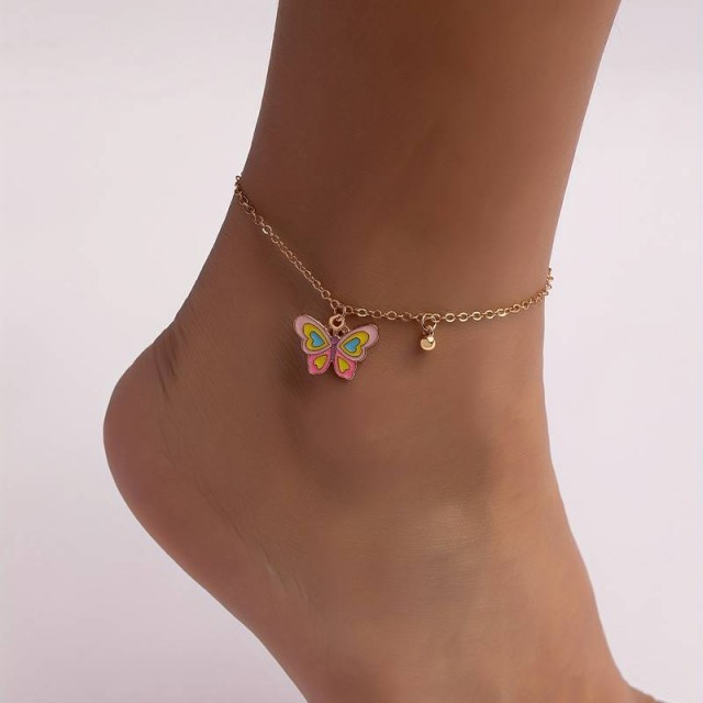 Zapestnica za nogo zlata s pisanim metuljčkom