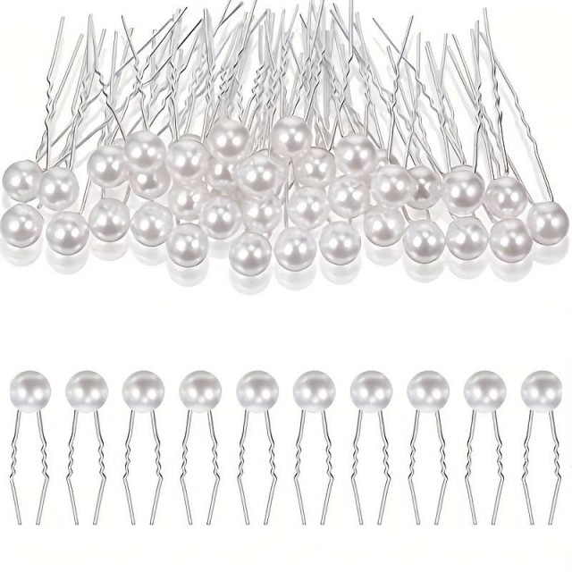Komplet 20 lasnic v srebrni barvi s perlo