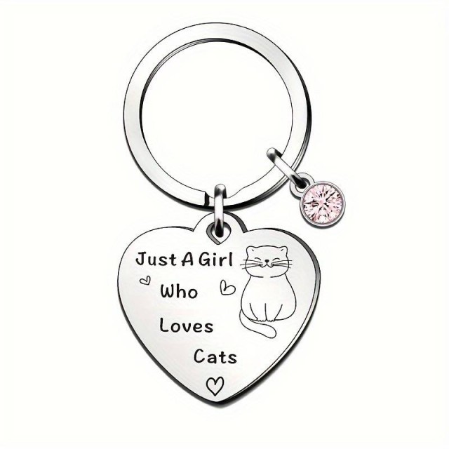 Obesek za ključe JUST A GIRL WHO LOVES CATS, srce