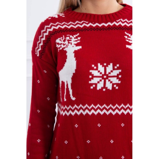 Božični pulover UNI rdeče barve z jeleni