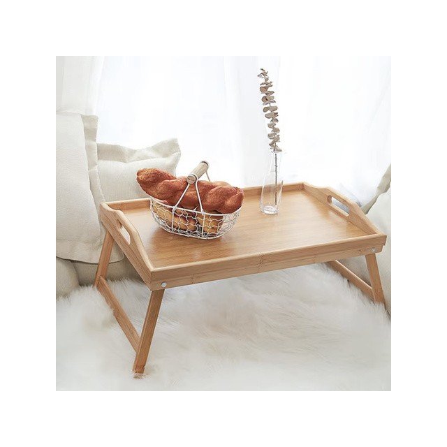 Lesena prenosna miza za zajtrk iz bambusa