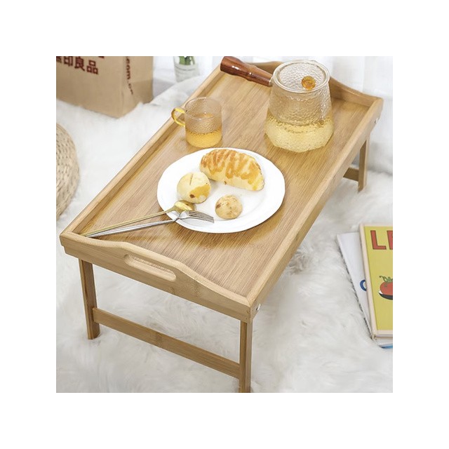Lesena prenosna miza za zajtrk iz bambusa