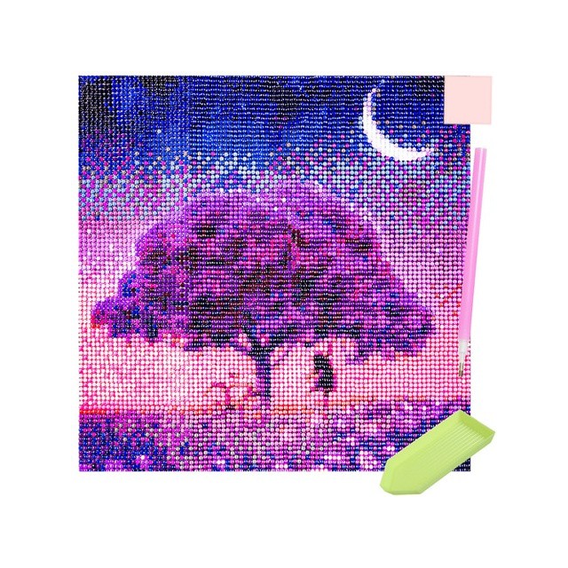 Diamantna slika - slikanje s kristalčki DREVO POD LUNO 