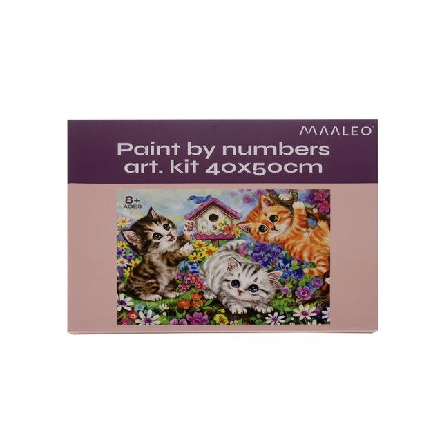 Slikanje po številkah – Mucke v vrtu (40×50 cm)