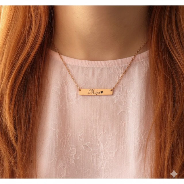 Personalizirana ogrlica s podolgovato ploščico in gravuro po želji