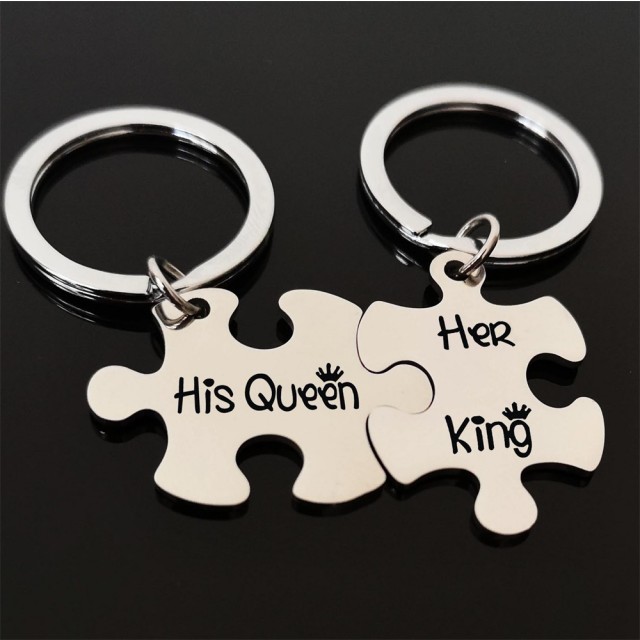 Komplet 2 obeskov za ključe HER KING HIS QUEEN