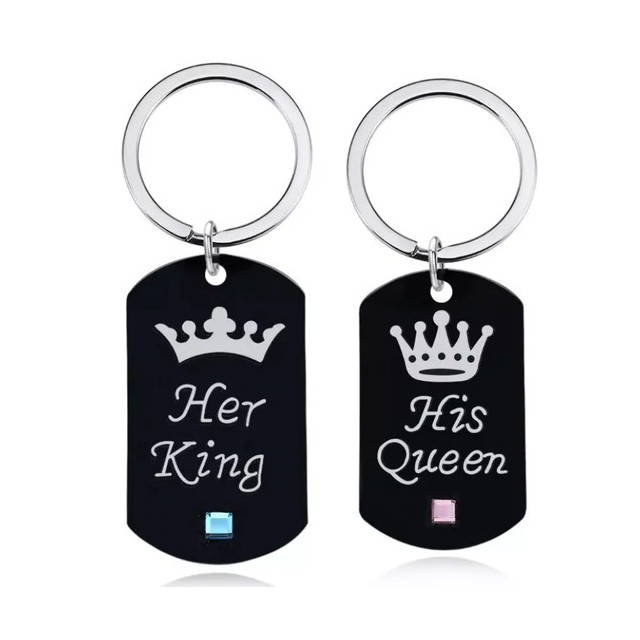 Komplet 2 obeskov za ključe HIS QUEEN HER KING