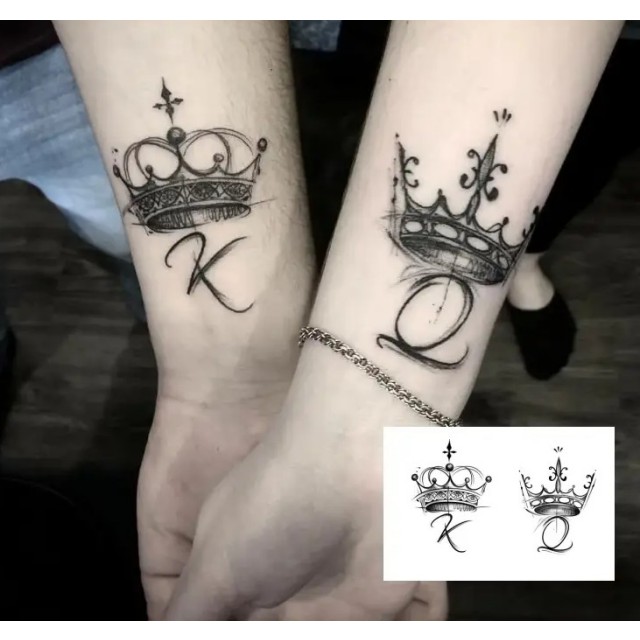 Komplet 2 tattoo začasnih nalepk KING QUEEN