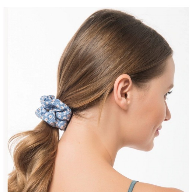 Komplet 5 scrunchie gumic za lase, modre