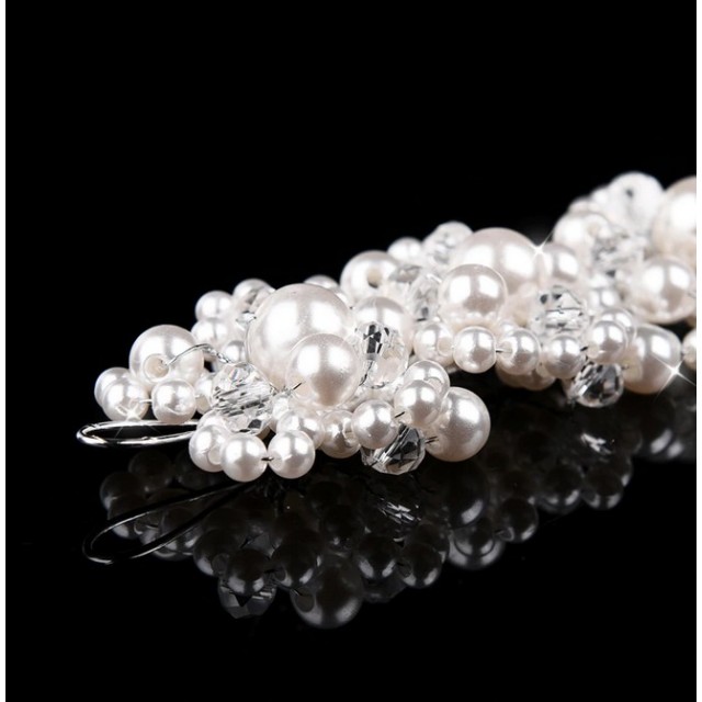 Poročna sponka za lase, s perlicami v beli barvi