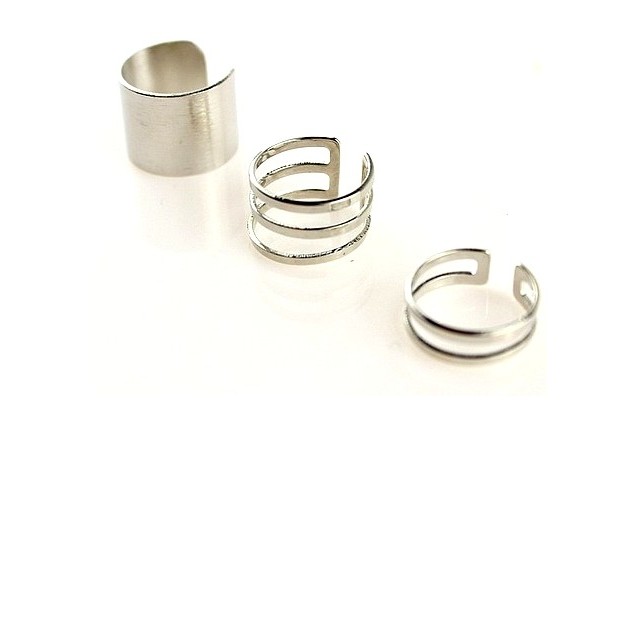 3-delni set prstanov srebrne barve