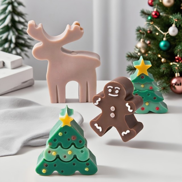 6 kosov komplet silikonskih kalup za sveče z božično tematiko