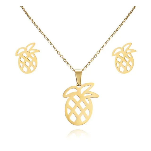 Komplet verižica z uhani ananas