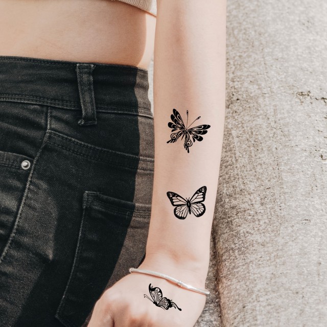 163 tattoo nalepk z vzorcem črnega metulja