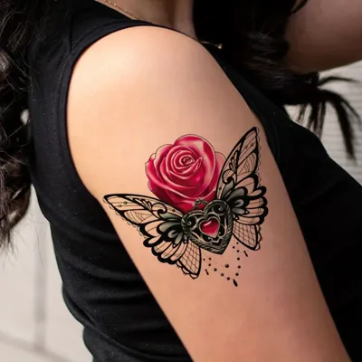 Tattoo nalepka začasna z metuljem in rožo