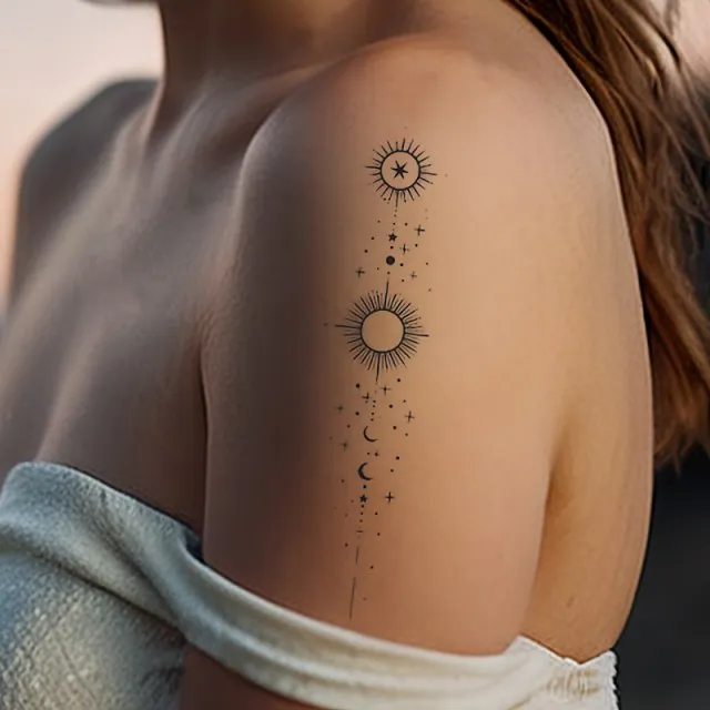 Začasna tetovaža z motivom lune in sonca