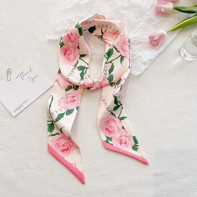 Eleganten svilen šal v cvetličnem potisku