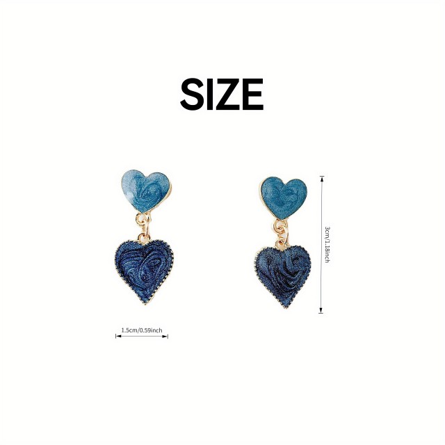 Elegantni viseči uhani v obliki srca modre barve