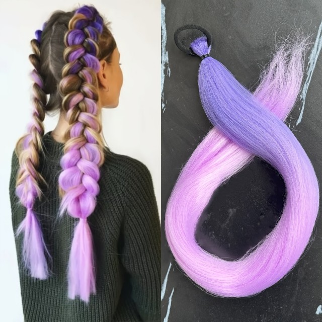 Ombre podaljšek za lase v čopu 76cm vijola barve