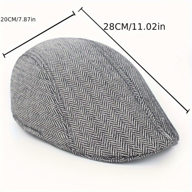 Moška vintage-vzorčna beret kapa svetlo siva 