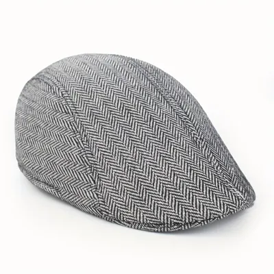 Moška vintage-vzorčna beret kapa svetlo siva 